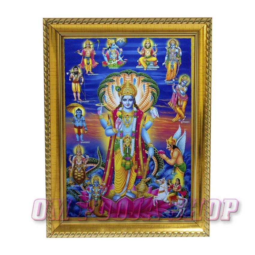 Dasavatharam Pictures of Lord Vishnu in Wooden Frame